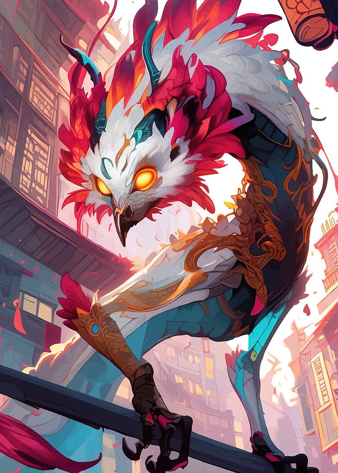 Dragon-like Creature Cityscape
