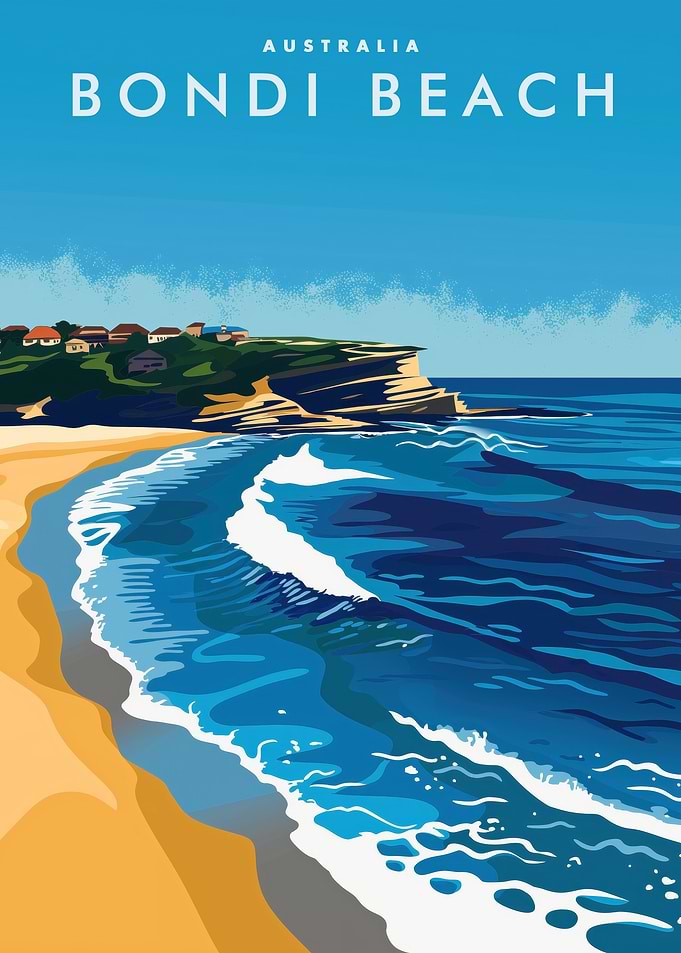 Bondi Beach Australia Travel Poster