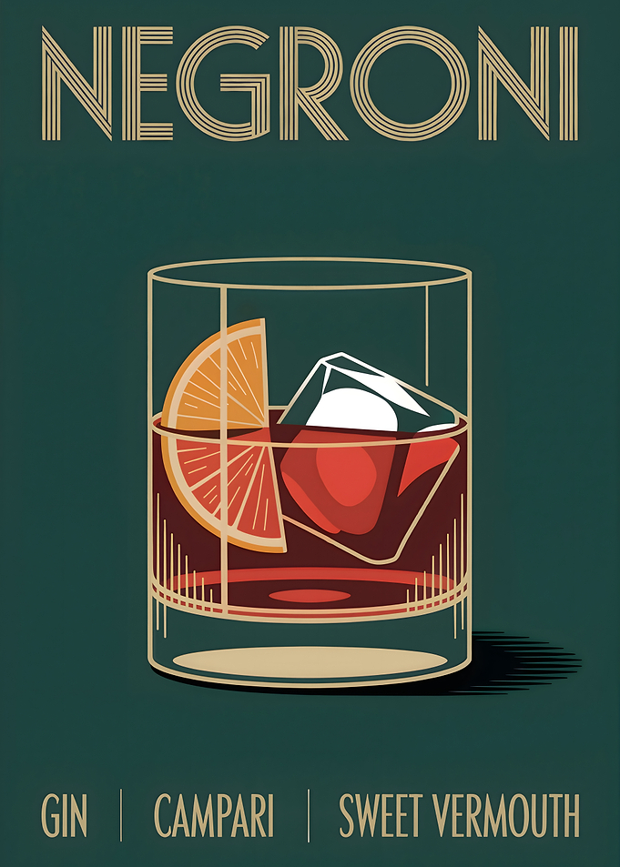 Negroni Cocktail Art Deco Style