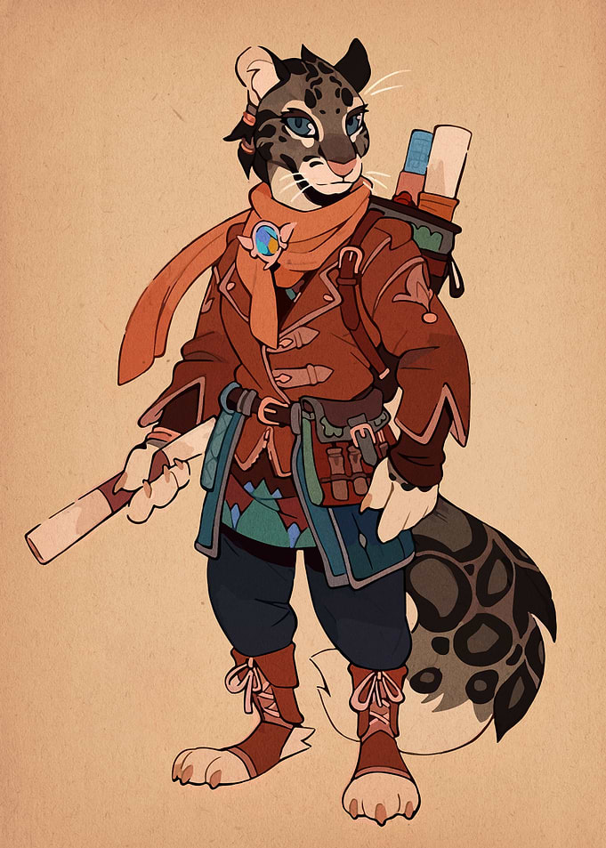 Anthropomorphic Snow Leopard Adventurer Illustration