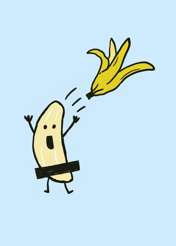 Cartoon Banana Stripped of Peel