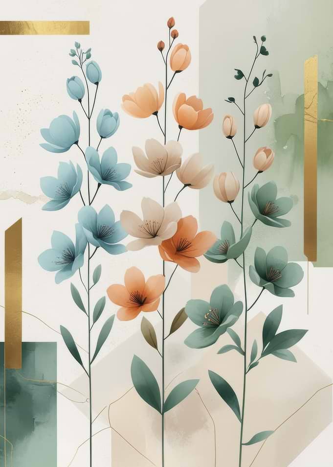 Floral Arrangement with Geometric Accents