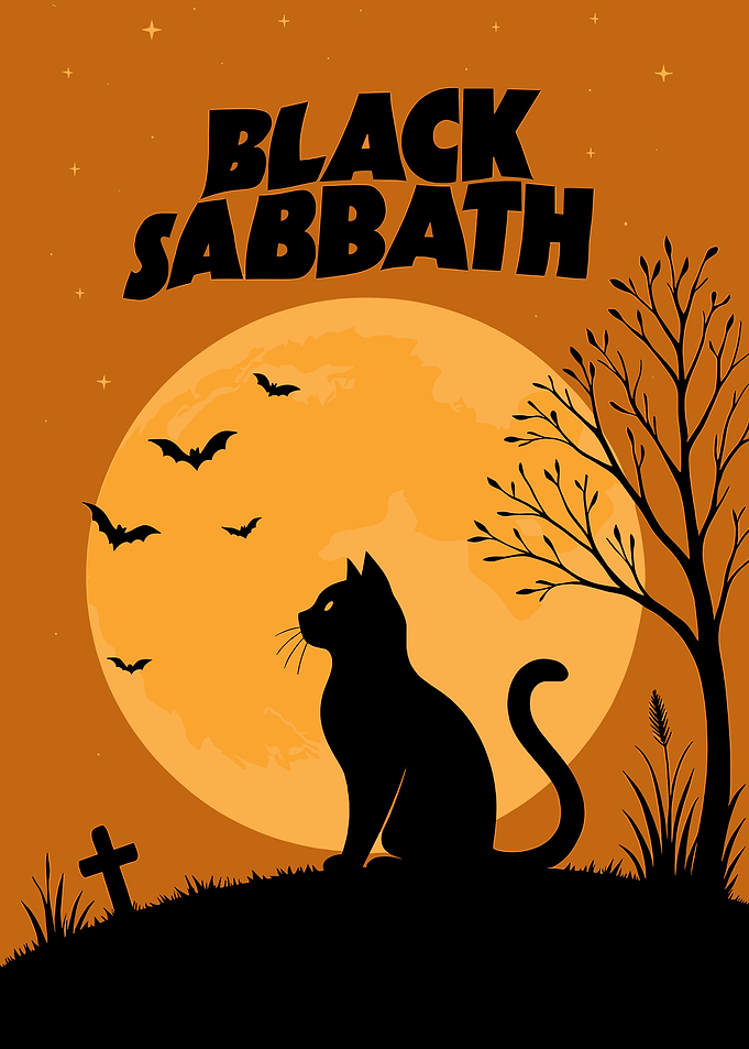 Black Sabbath Halloween Cat Poster