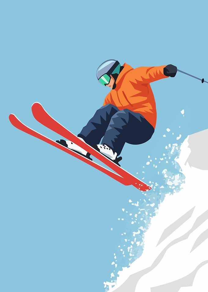 Skier Jumping Off Cliff