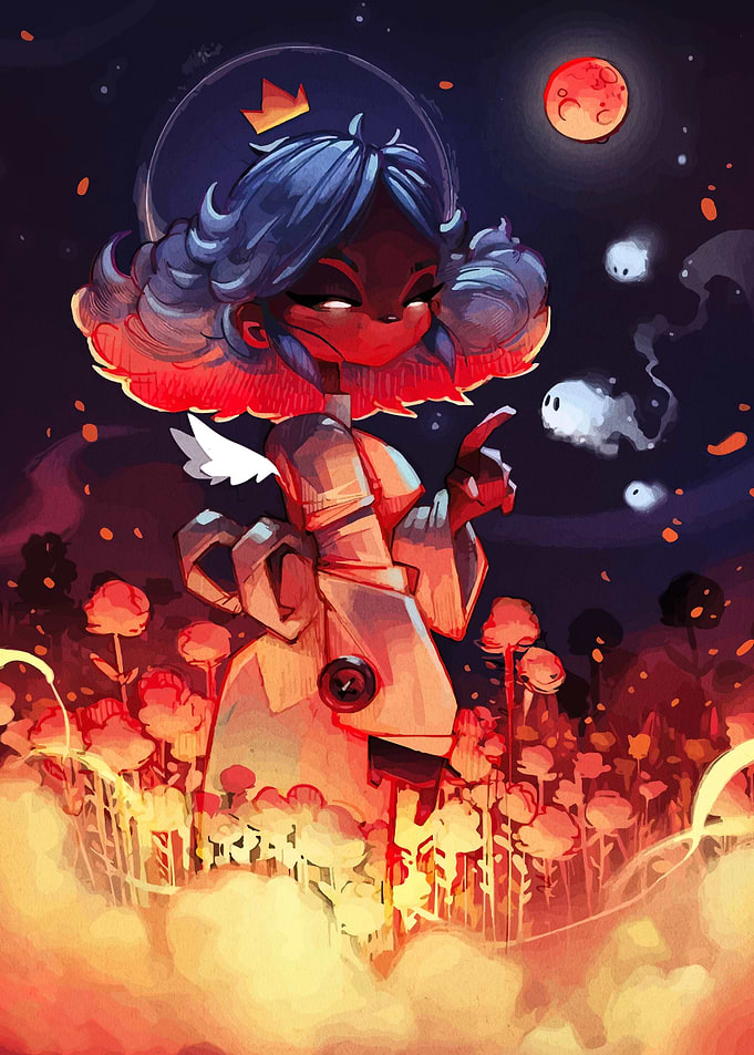 Whimsical Queen in a Dreamy Landscape