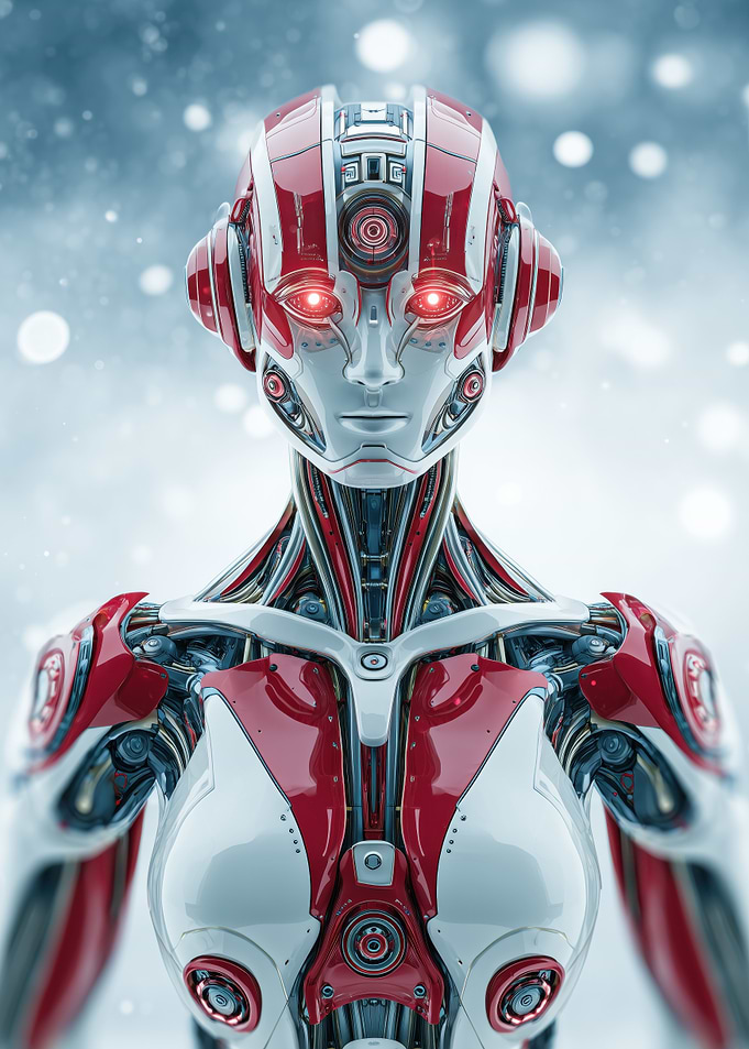 Red and White Female Robot