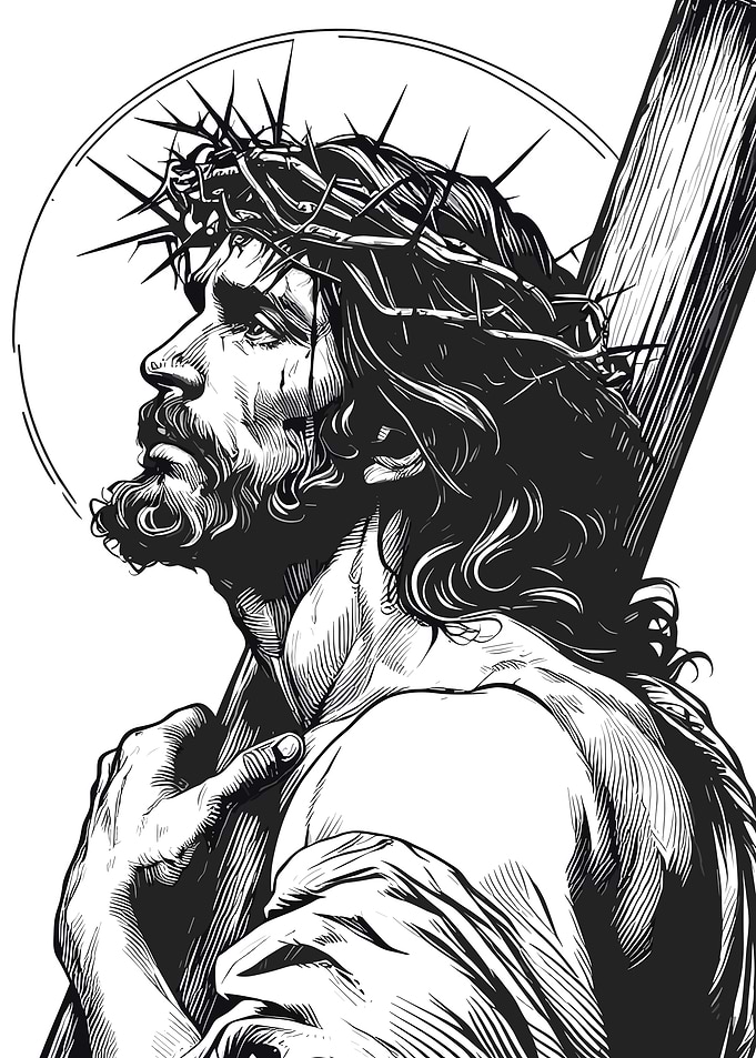 Jesus Christ carrying the cross illustration