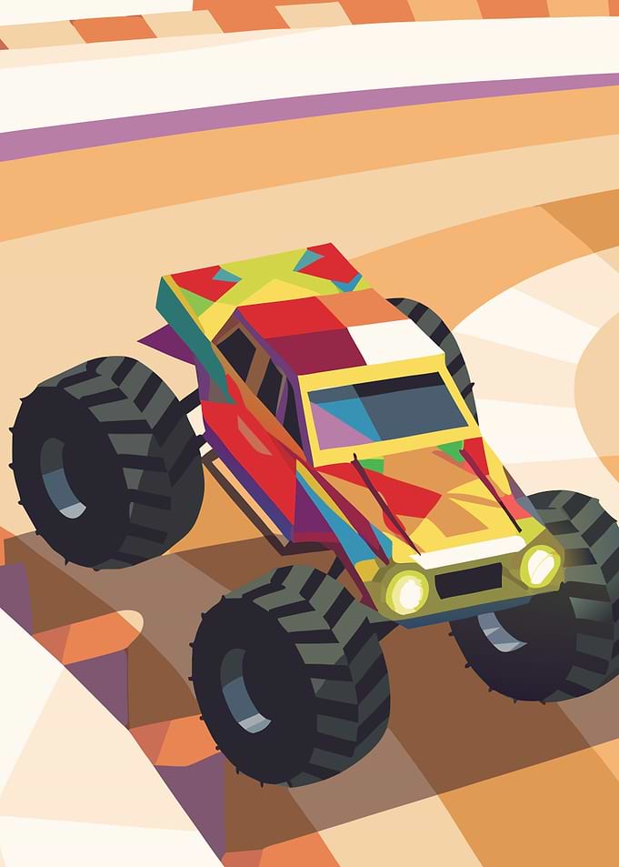 Colorful Monster Truck on Track