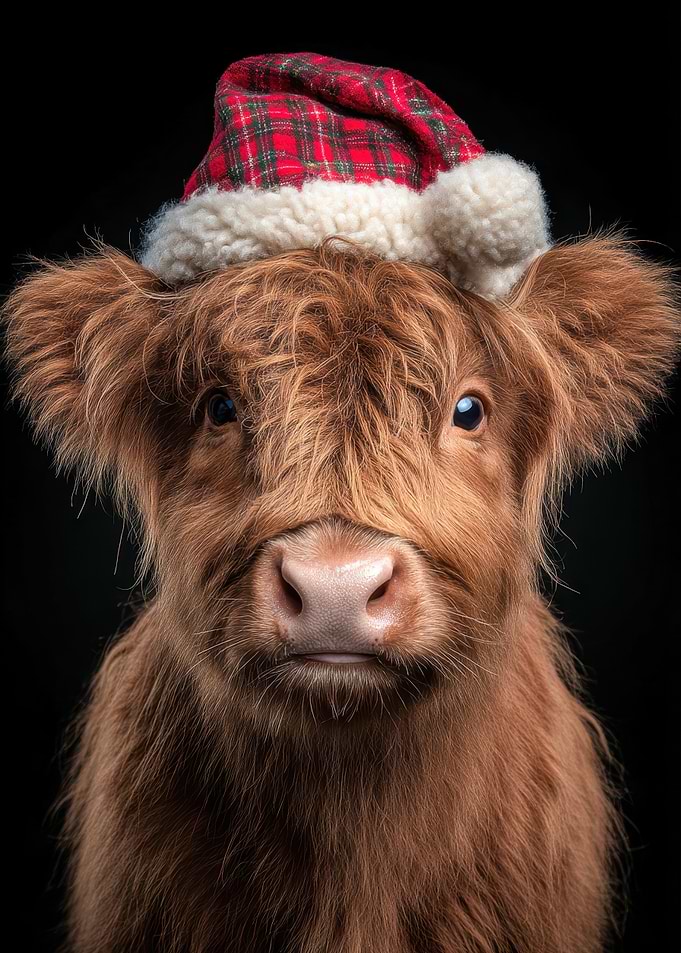 Christmas Highland Cow Portrait