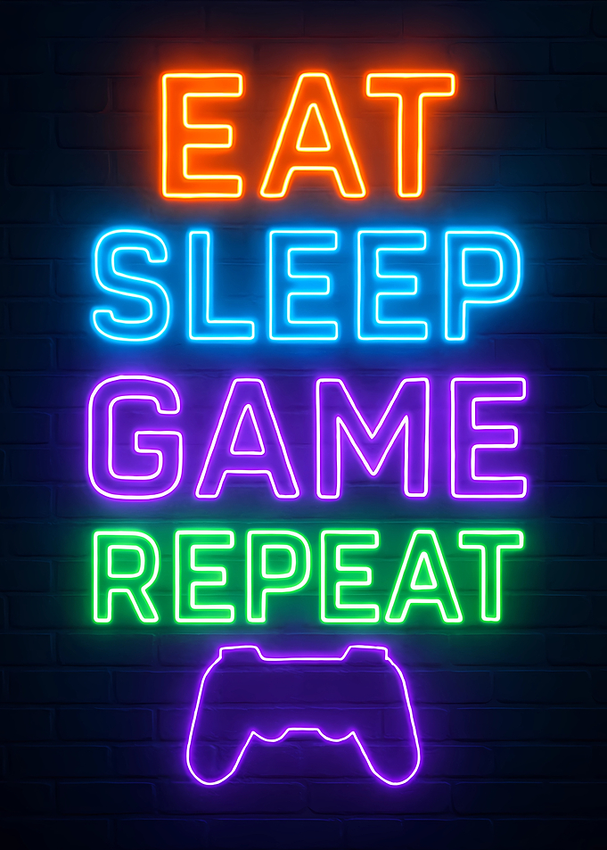 Eat Sleep Game Repeat Neon Sign Gaming