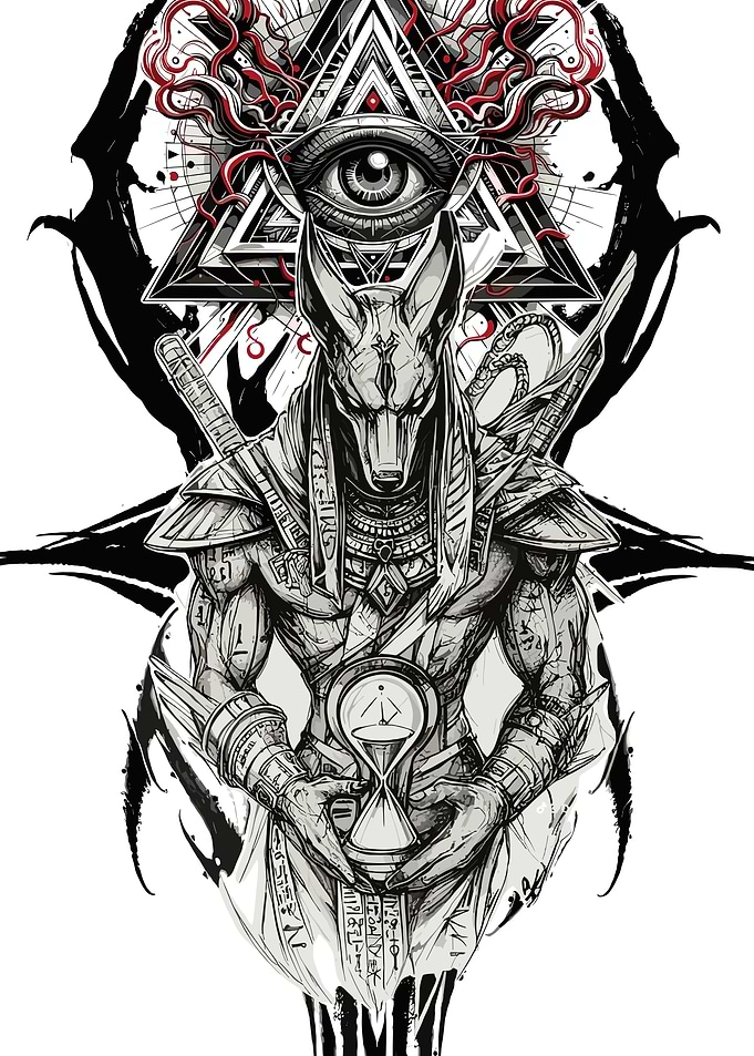 Anubis with Hourglass and Eye of Providence