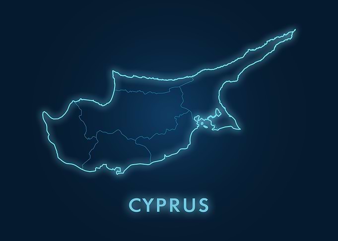 Cyprus Map Neon Outline