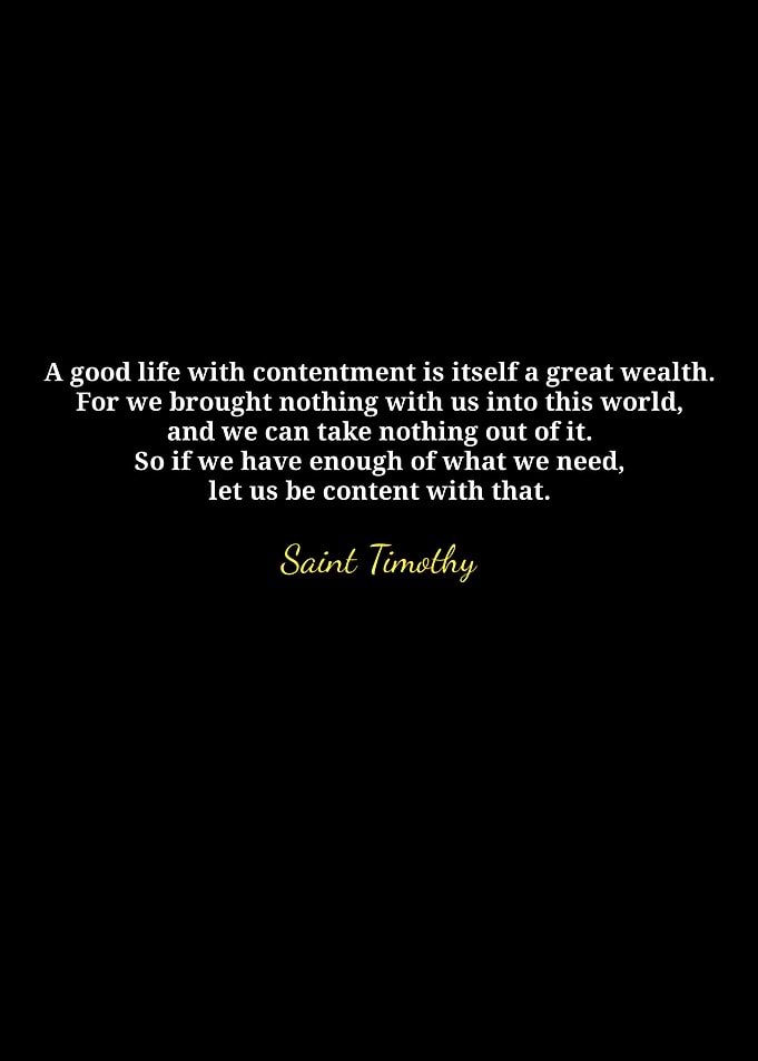 Saint Timothy Quote on Contentment