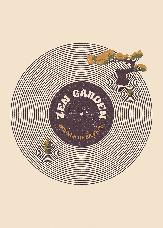 Vinyl Japanese Zen Garden Musical Notes Sounds of Silence