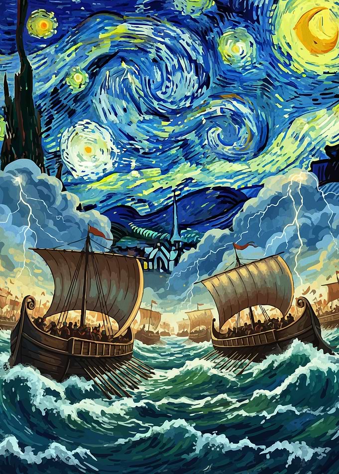Starry Night Sea Battle