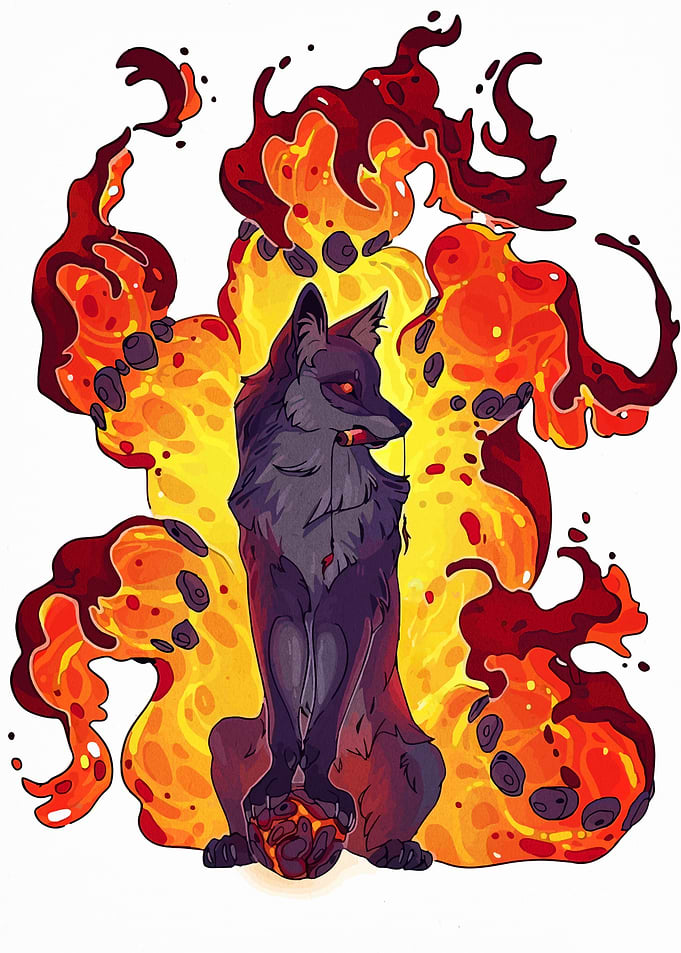 Fiery Wolf Digital Art