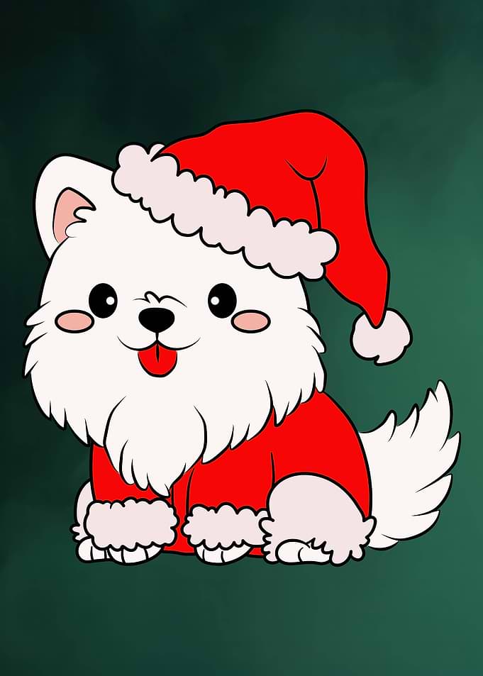 Cute Christmas Dog Cartoon Illustration