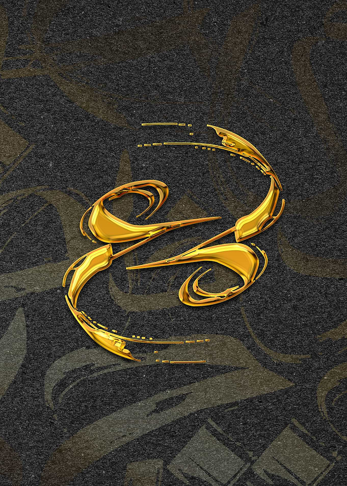 Golden Abstract Arabic Calligraphy poster on Dark Background