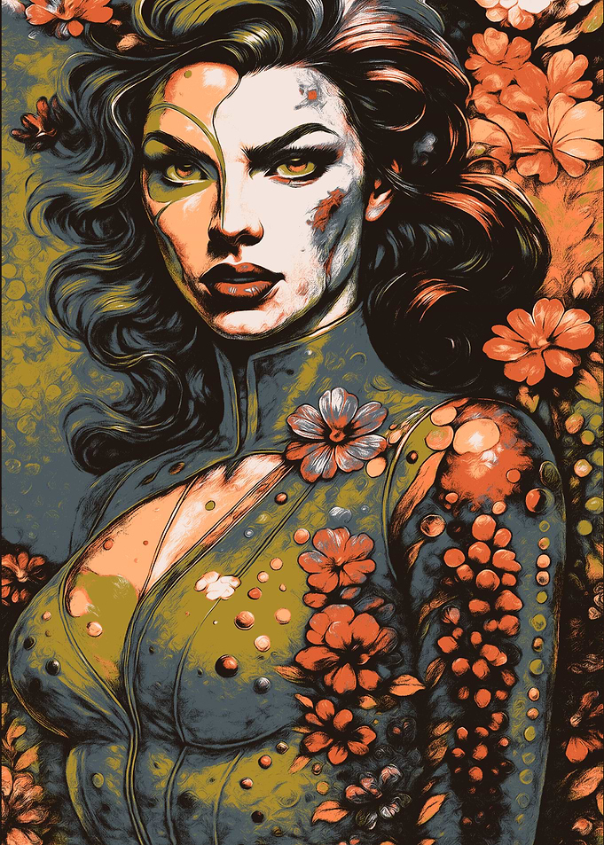 Floral Warrior Woman Portrait