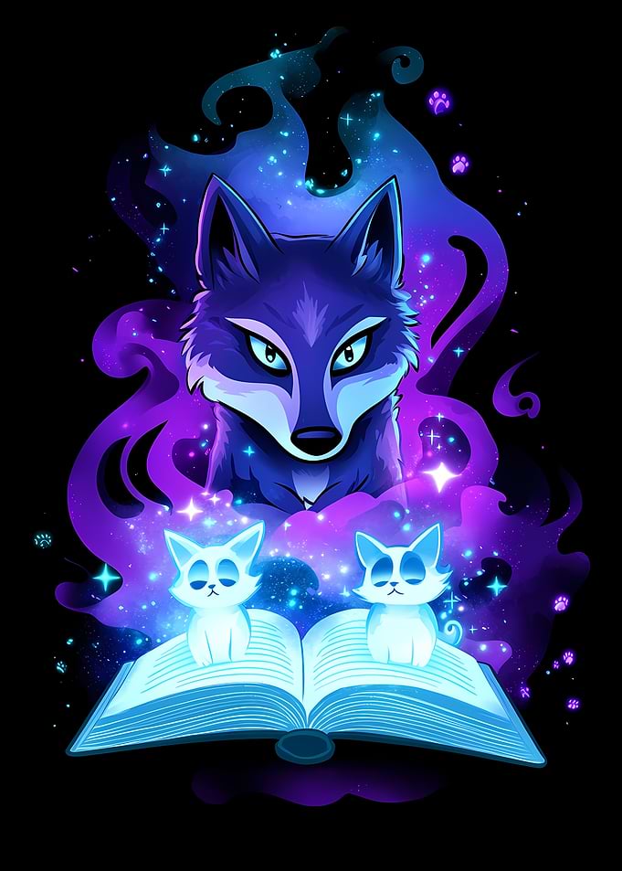 Magical Wolf and Cats Reading Book