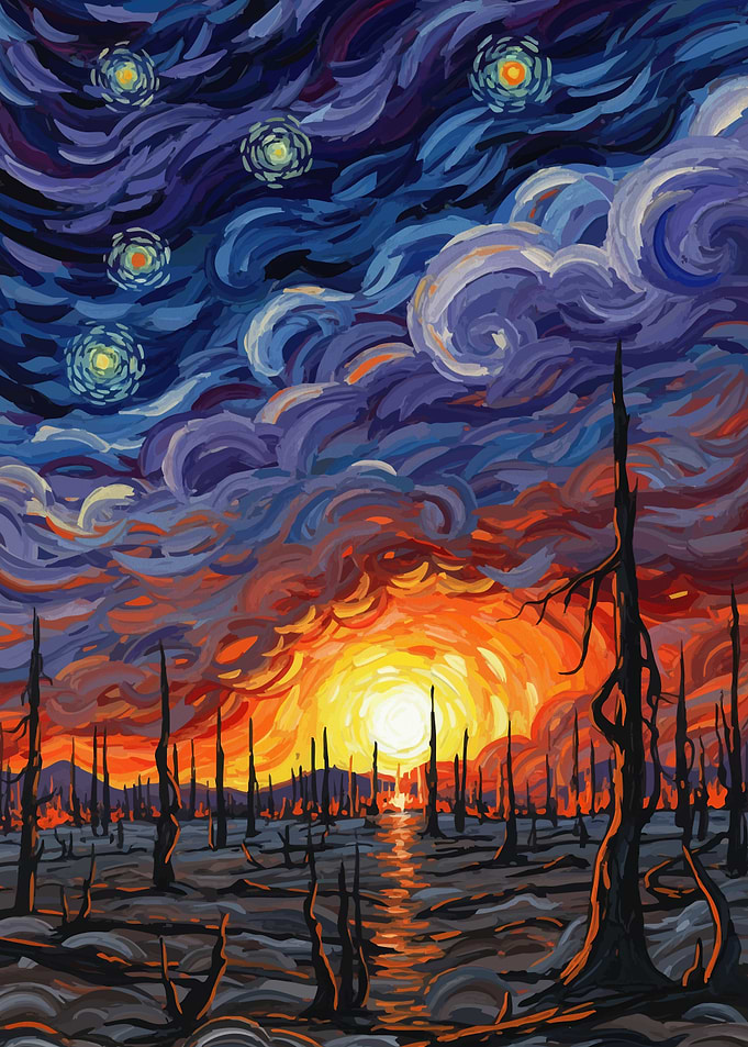 Starry Night Inspired Landscape