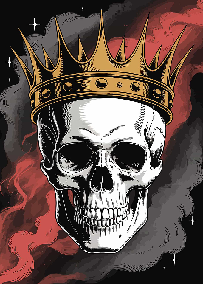 Skull with Crown Illustration