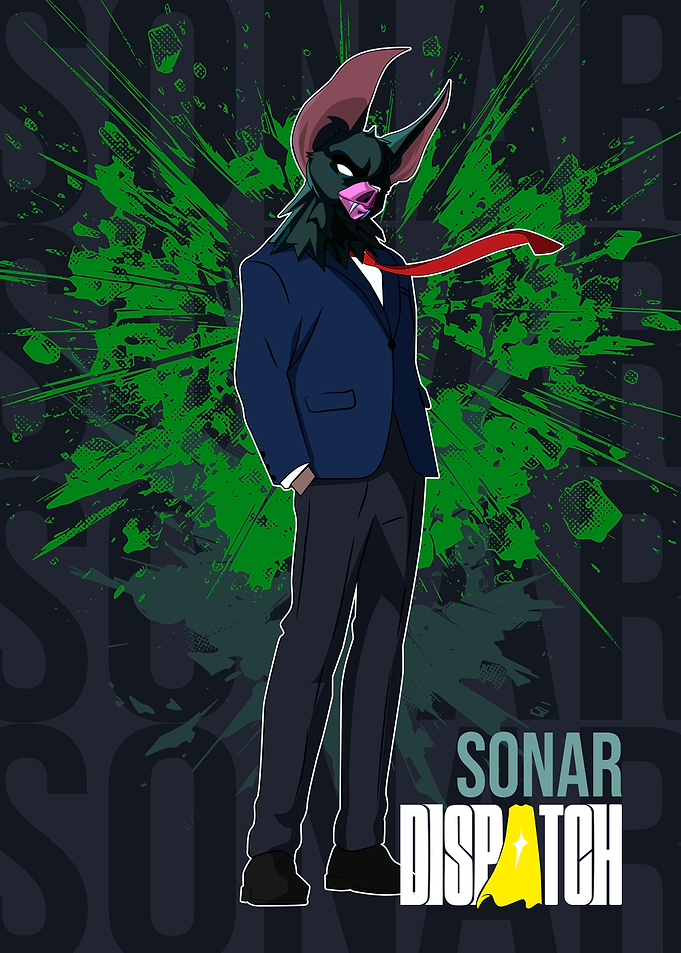 Sonar Dispatch Bat Character Illustration