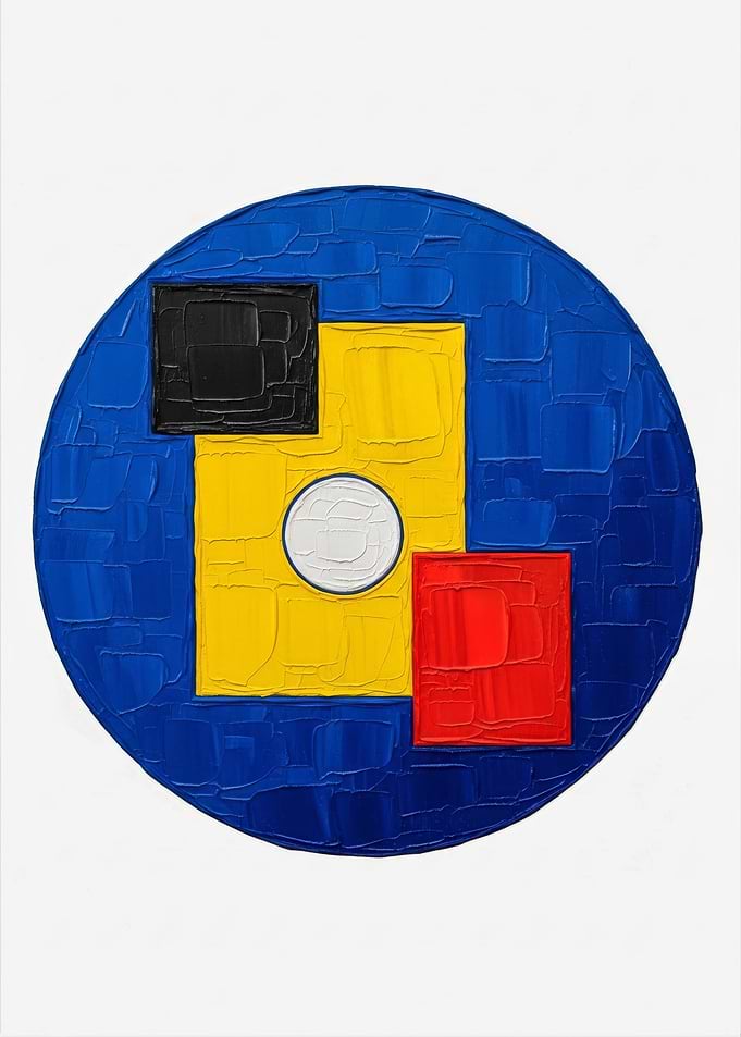 Abstract Geometric Painting with Primary Colors