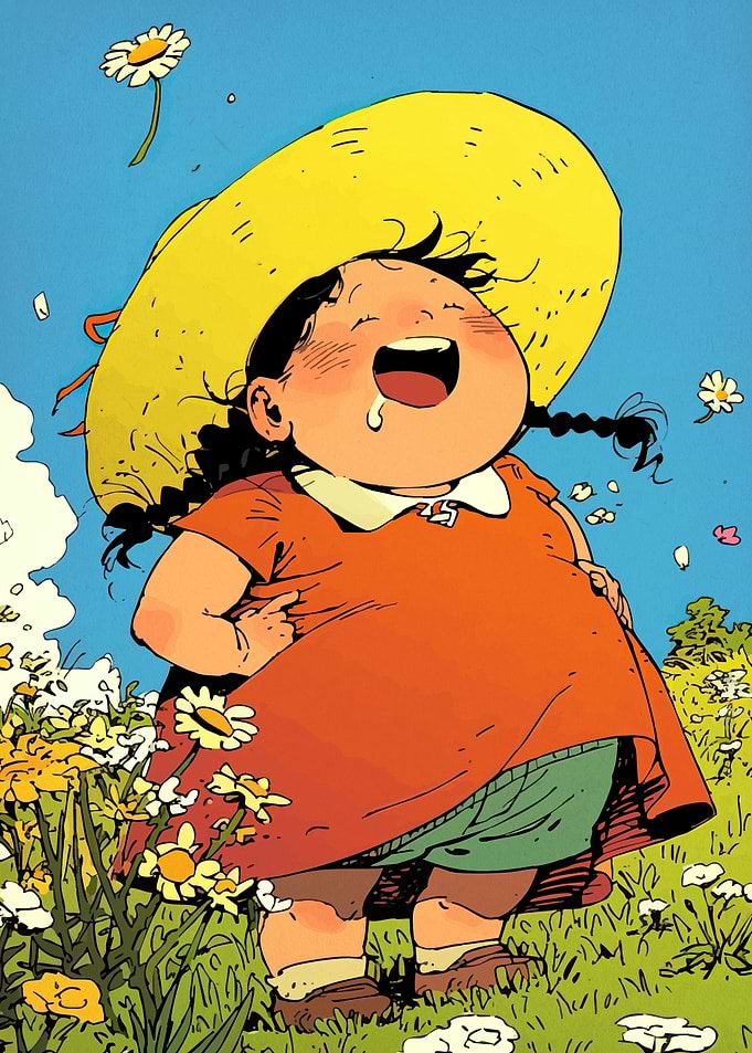 Laughing Girl Field Flowers