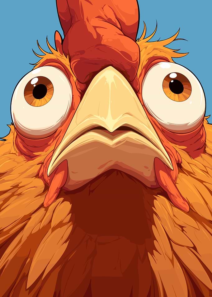Cartoon Chicken Close-Up