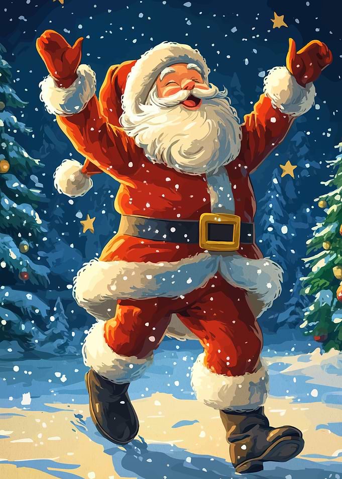 Happy Santa Claus Winter Scene