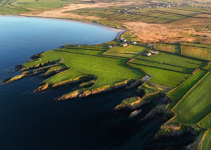 Aerial View of Coastal Farmland, Dingle Peninsula, Kerry, Ireland