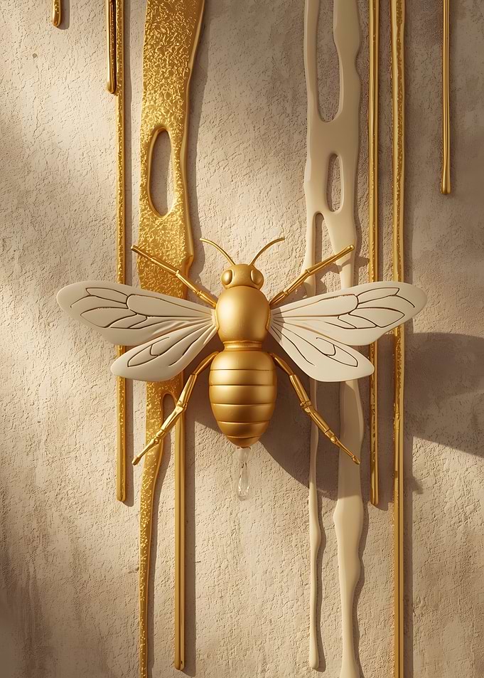 Golden Bee with Dripping Honey