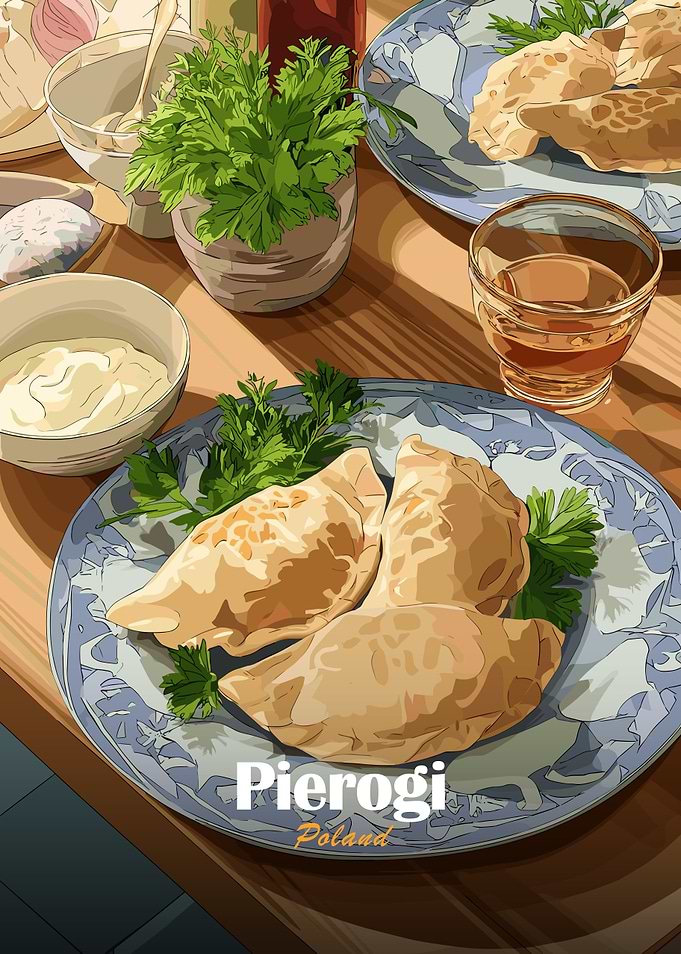 Pierogi Poland Food Illustration