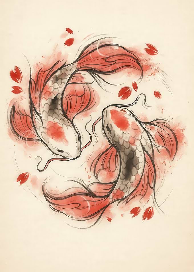 Koi Fish Watercolor Painting