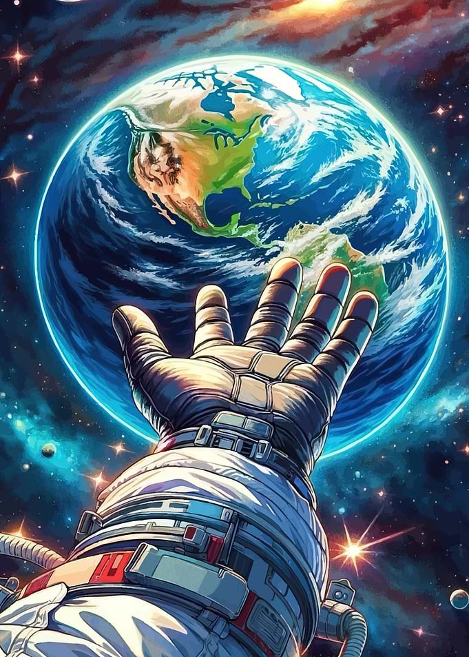 Astronaut Reaching Earth Space