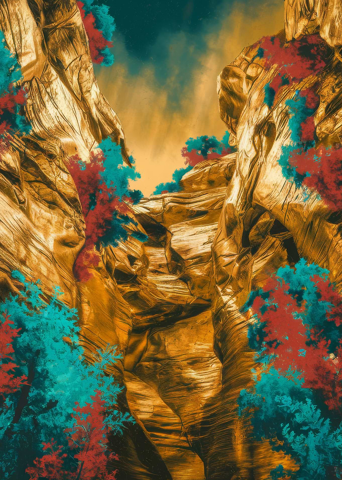 Canyon Walls with Colorful Trees