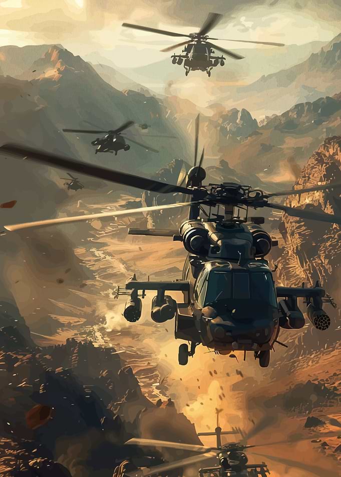 Military Helicopters Mountainous Terrain