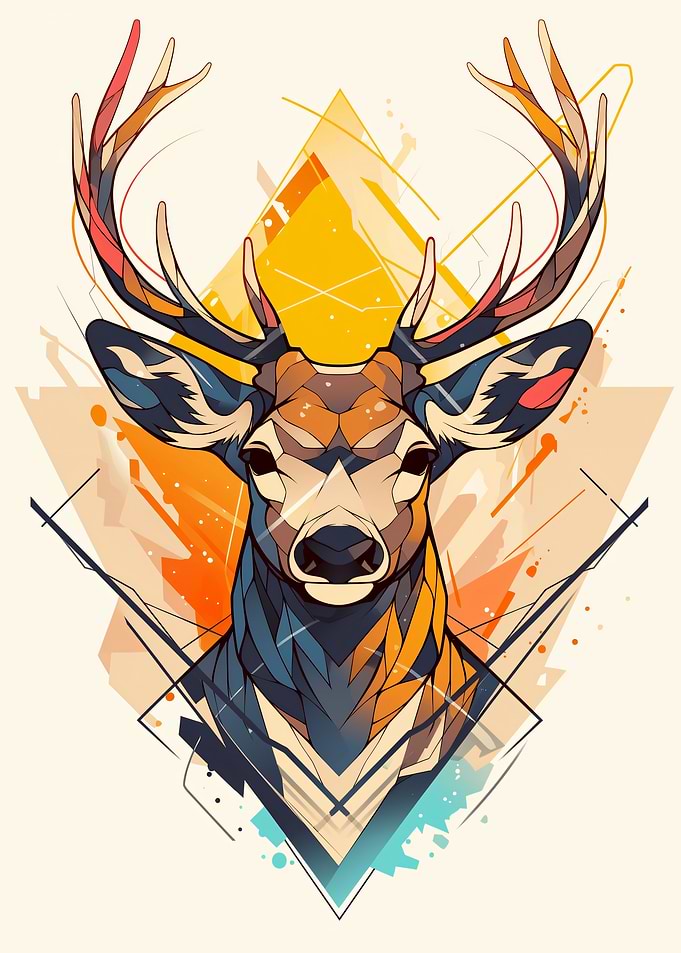 Geometric Deer Head Art