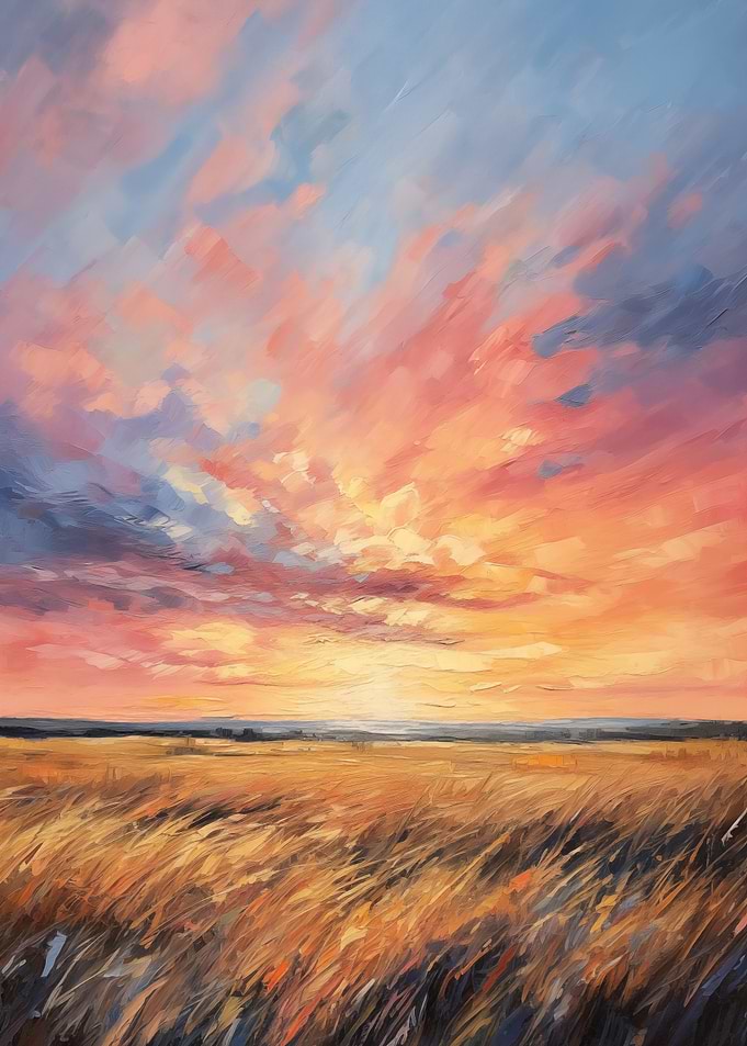 Sunset Field Painting