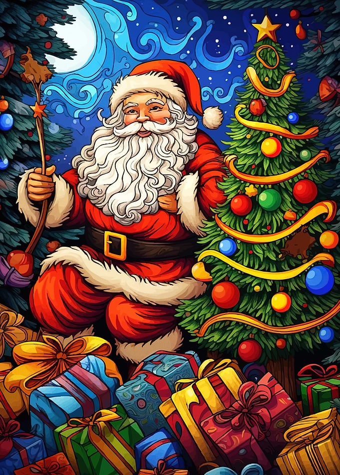Festive Santa Claus Christmas Tree
