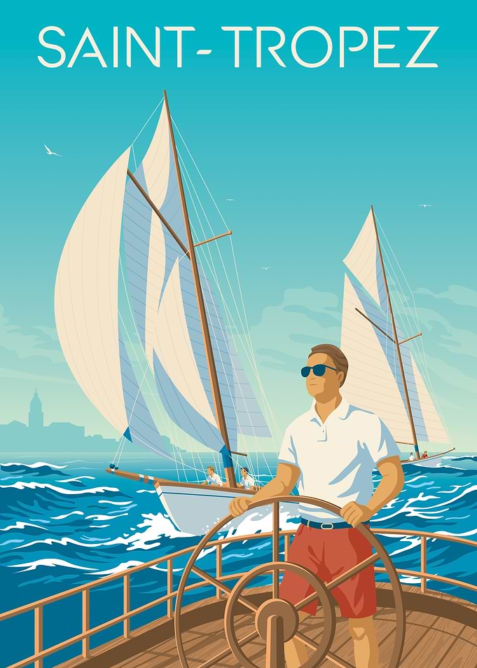 Saint-Tropez Sailing Travel Poster Art Print