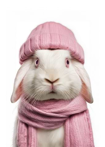 Rabbit with Pink Hat and Scarf