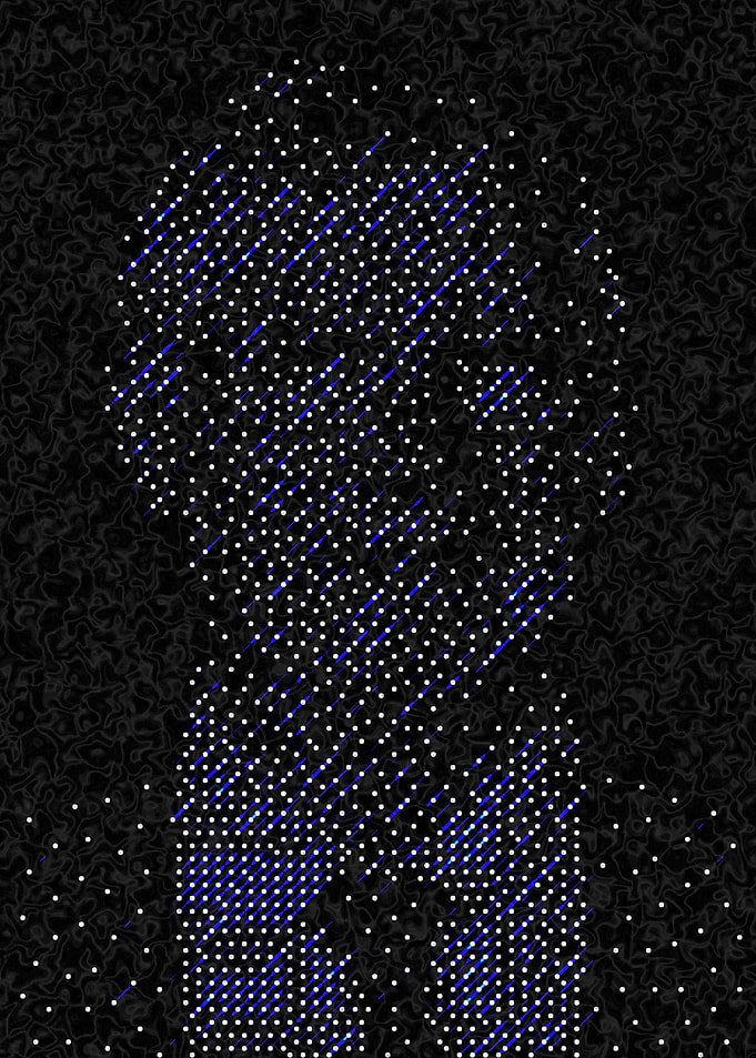 Abstract Portrait with Dots and Lines
