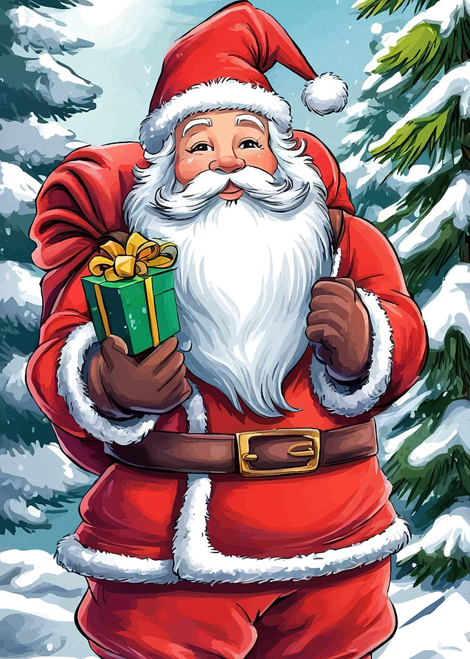 Santa Claus Gift Snowy Forest