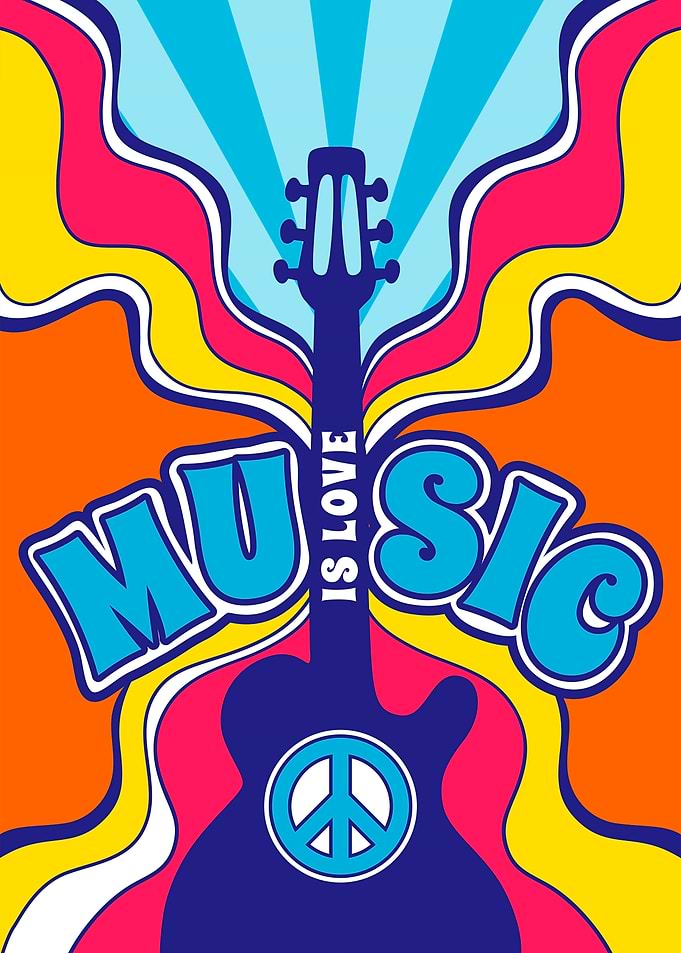 Music is Love - Retro Poster