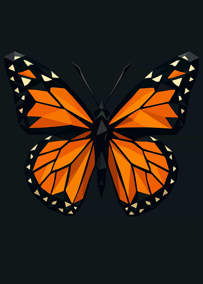 Geometric Monarch Butterfly on Dark Background