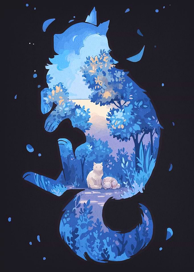 Blue Cat Landscape