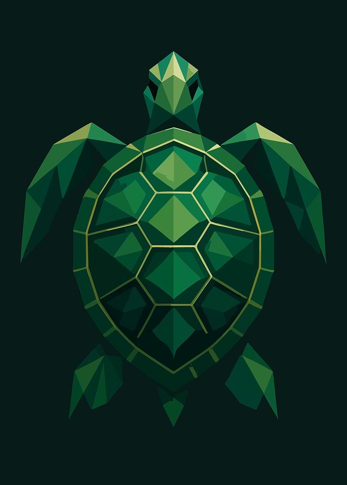 Geometric Green Sea Turtle Illustration