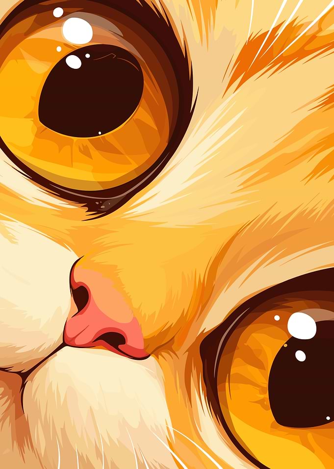 Close-up Orange Cat Face Illustration
